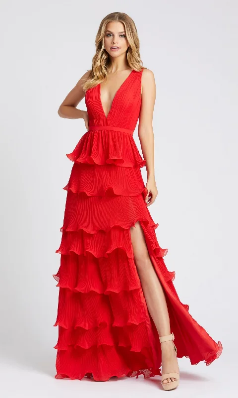 Wardrobe Upgrade V-Neck Long Ruffle Prom Gown: Mac Duggal 49054