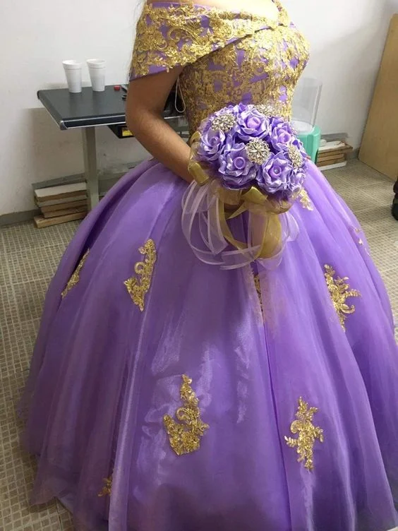 Update With Cottagecore Styles Charming Purple Off The Shoulder Ball Gown Sweet 16 Dress Y6140