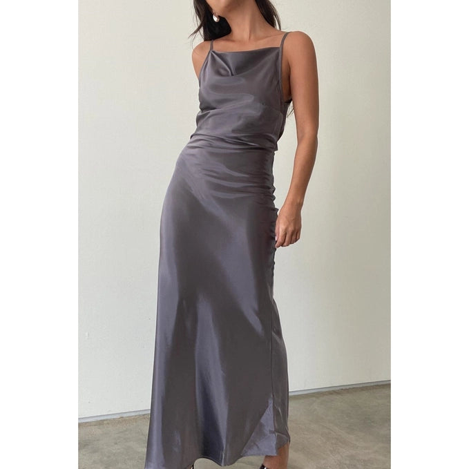 Stylish Spring Fashion SATIN LOW BACK DRESS