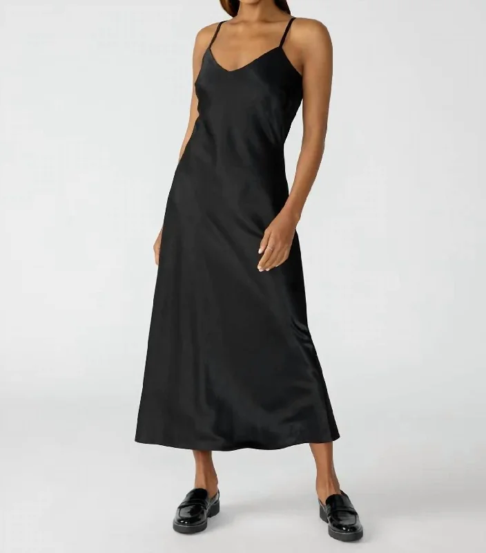 Elevate Your Wardrobe Slip Midi Dress In Black