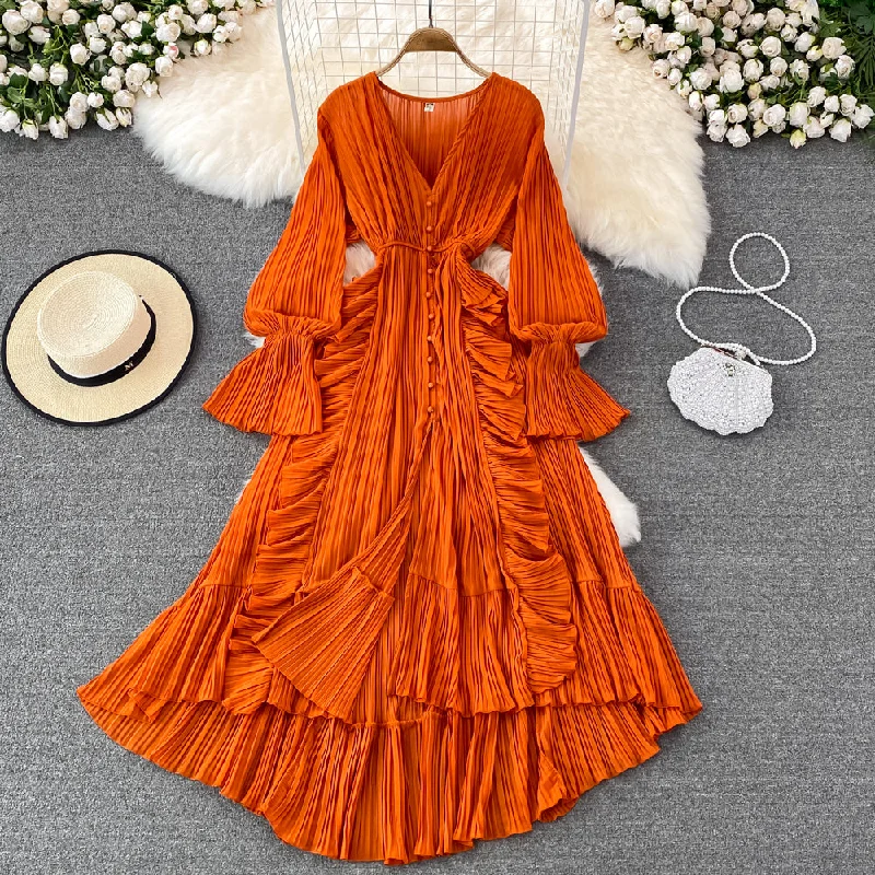 Summer Essentials Stylish v neck long sleeve dress A line fashion dress    S238