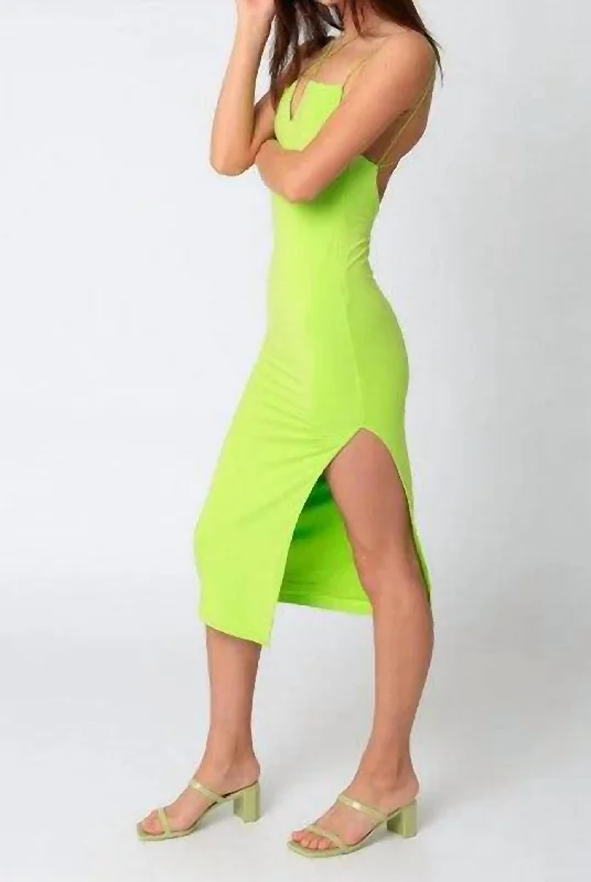 Great Prices On Feminine Styles The Summer Orchard Knit Midi Dress In Lime Green