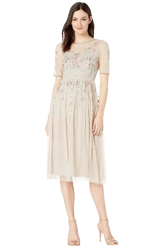 VIP Member Discount Adrianna Papell - AP1E205374 Beaded Bateau Knee Length A-line Dress