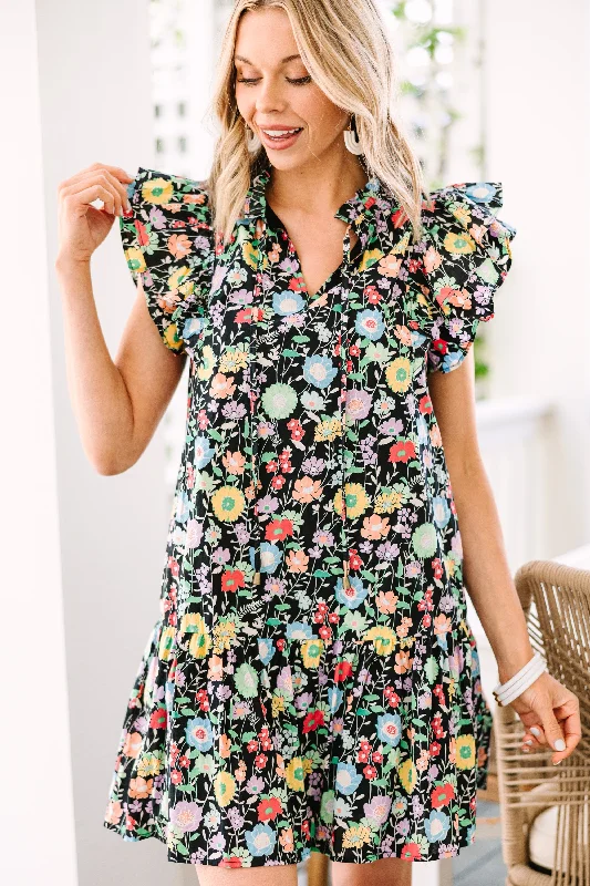 Seasonal Fashion Story Of My Life Black Ditsy Floral Babydoll Dress