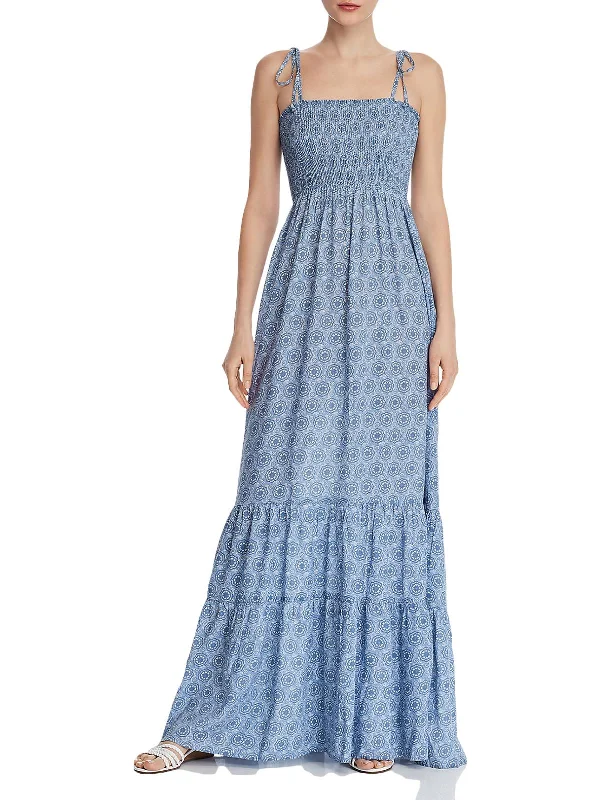 Trendy Styles Womens Printed Smocked Maxi Dress