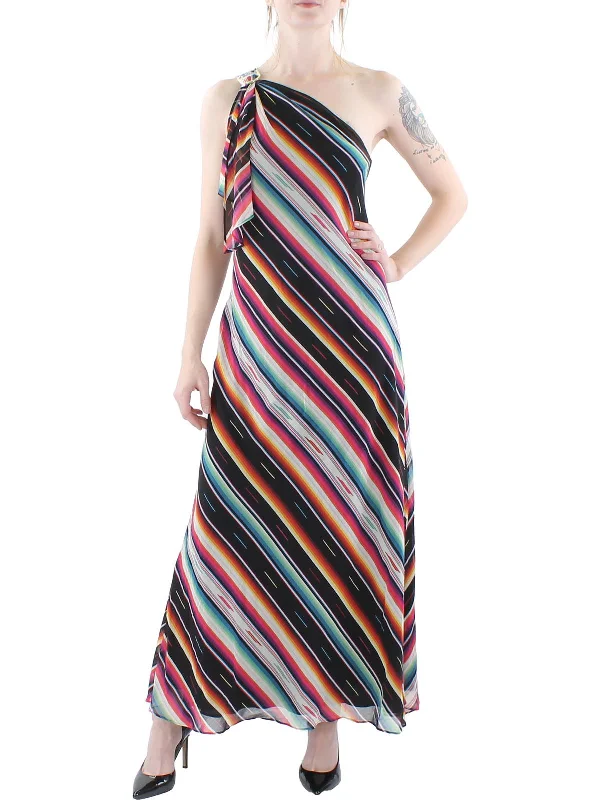 Mid - Week Surprise Womens Buckle Striped Maxi Dress