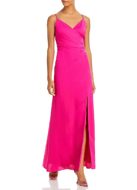 Flash Deals aqua hot pink satin bow dress