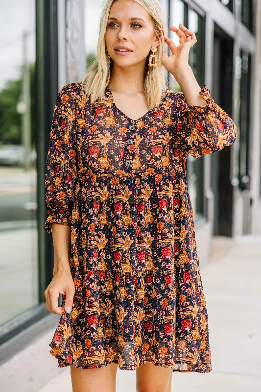 End Of Season Sale Feeling Good Black Ditsy Floral Dress