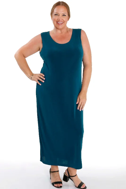 Elegant Clothing For Women Vikki Vi Classic Deep Teal Maxi Tank Dress