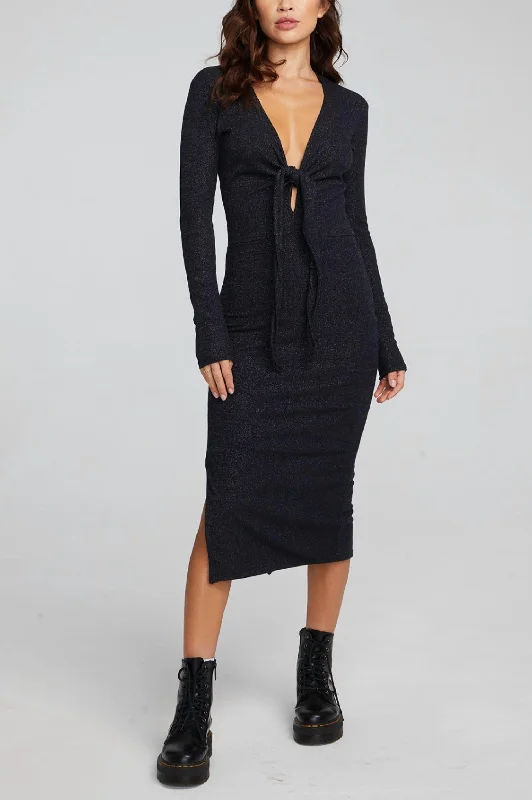 Limited Time Deal Jenn Midi Dress In Shadow Black