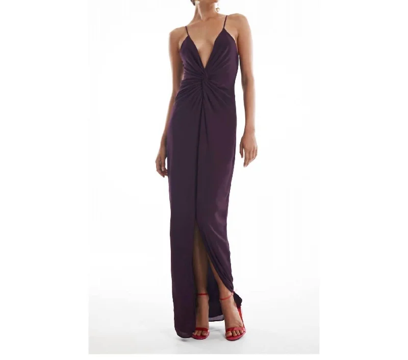 Budget-Friendly Fashion Twist Cami Maxi Dress In Aubergine