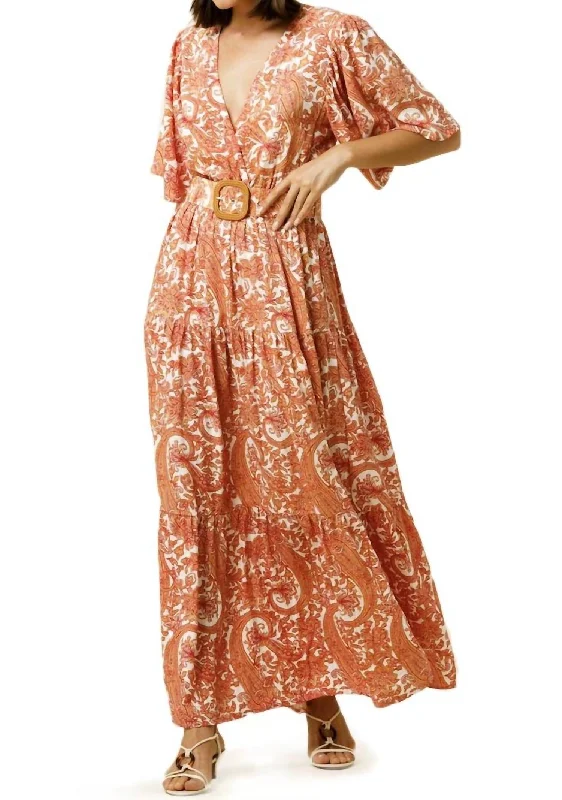 Lighten Up With Nordic Styles Rylen Maxi Dress In Coral