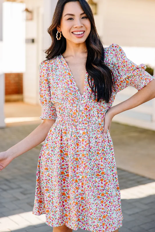 Limited-Time Offer Do What's Best Ivory White Ditsy Floral Dress