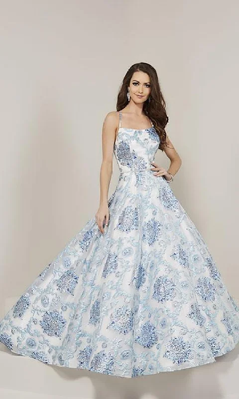 Stylish Spring Fashion Foil-Print Prom Ball Gown: Tiffany 16340