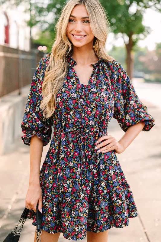 End - Of - Month Blowout It's About Time Black Floral Dress