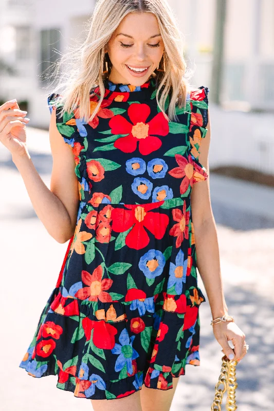 Limited Time Deal A True Beauty Navy Blue Floral Dress