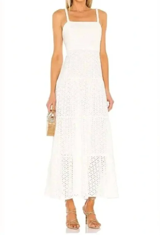 Mid - Week Surprise Noni Eyelet Maxi Dress In White