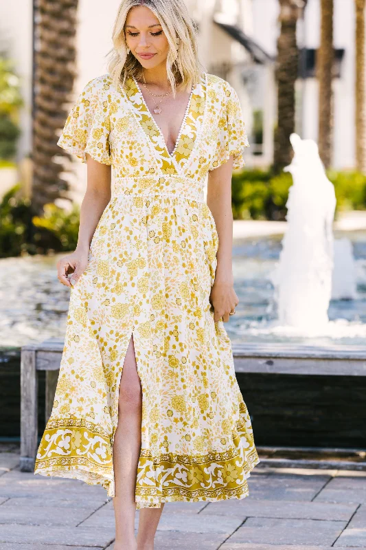 Budget-Friendly Fashion Know The Truth Chartreuse Yellow Floral Maxi Dress