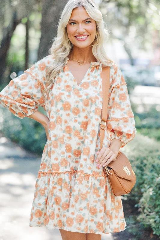 Limited-Time Offer Live To The Fullest Persimmon Orange Floral Dress