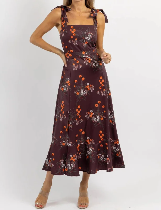 Budget-Friendly Fashion Tie Strap Midi Dress In Moon Bay