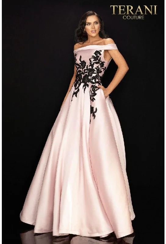 Season Sale Terani Couture 2011P1229 Long Off Shoulder Prom Dress Sale