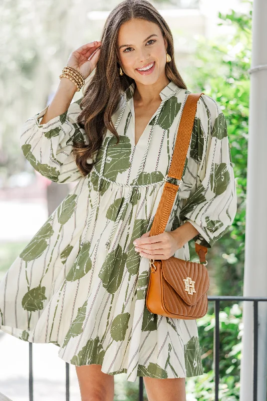 Spring Fling Sale Full Of Wonder Olive Green Floral Dress