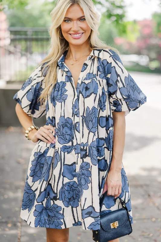 Stylish Savings Aureum: Love You Better Blue Floral Babydoll Dress