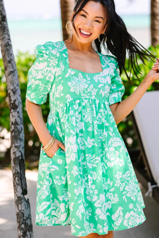 Fashion Deal Sing With Me Green Floral Dress