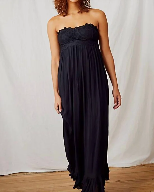 Elegant Style Adella Corset Maxi Dress In Black