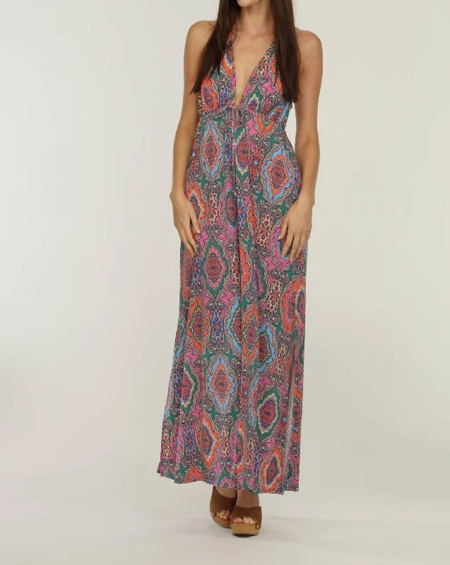 Huge Savings On Parisian Styles Oriana Paisley Racerback Maxi Dress In Multicolor