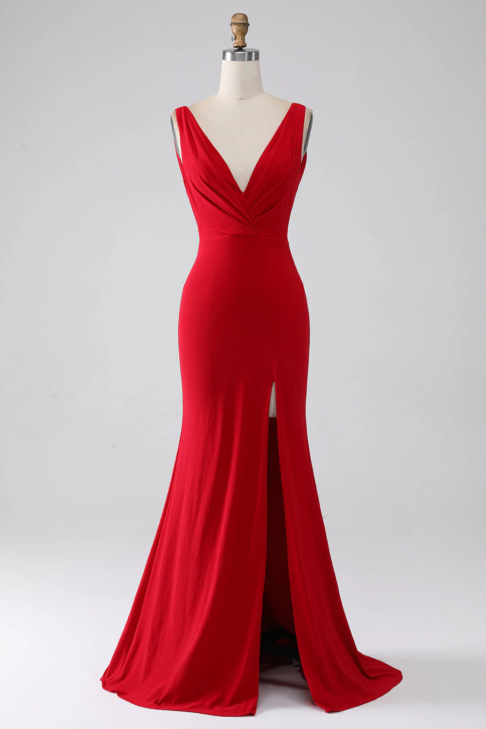 Great Prices On Feminine Styles Amzcw Red Mermaid V-Neck Long Backless Prom Dress with Slit prom dresses with long sleeves