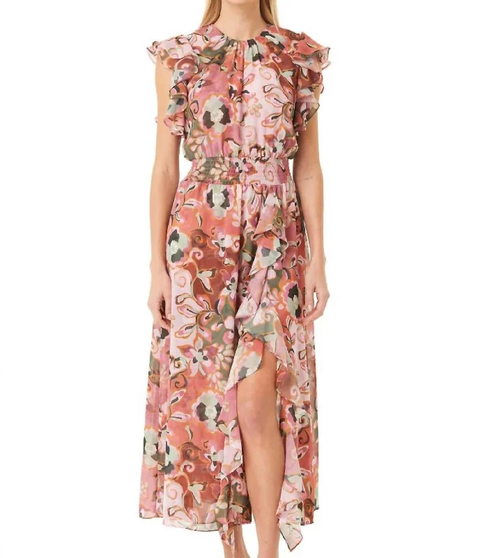 Season Sale Dalita Midi Dress In Resort Batik Chiffon