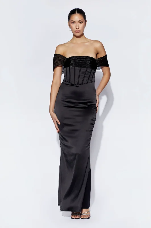 Trend Alert XL - meshki black satin corset gown