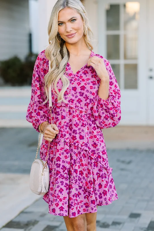 Stylish Spring Fashion All That You Know Magenta Floral Dress