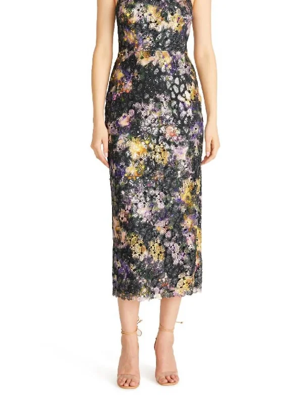 Save On Inspired Styles Leaha Midi Dress In Iris Blur