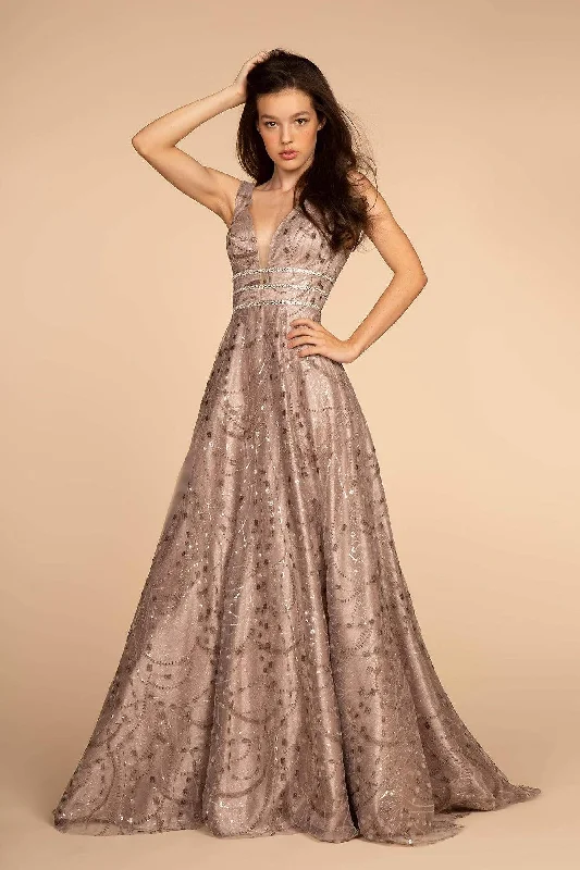 Clothing Woman Elizabeth K - GL2589 Embellished Deep V-neck A-line Dress