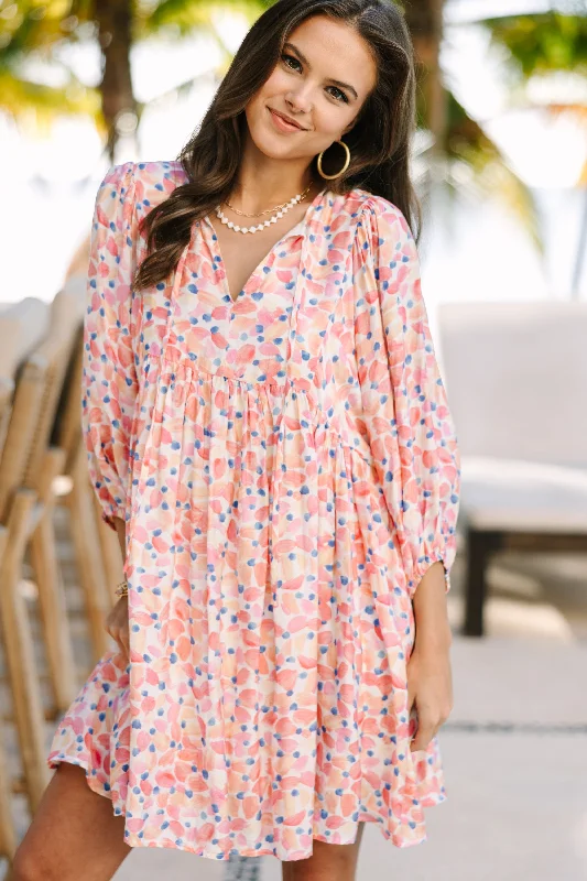 Beat The Heat In Tropical Styles Tell It All Blush Pink Floral Babydoll Dress