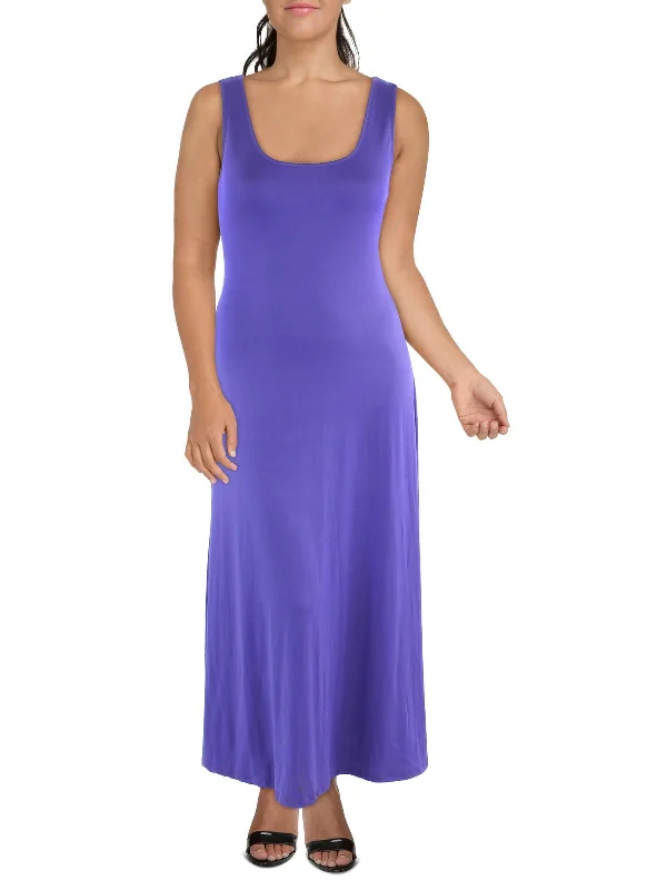 Feminine Soft - Hued Styles Plus Womens Knit Sleeveless Maxi Dress