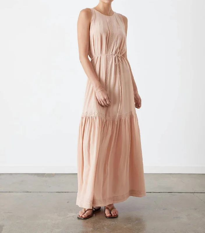 Mid - Week Surprise Angelica Silk Maxi Dress In Rose