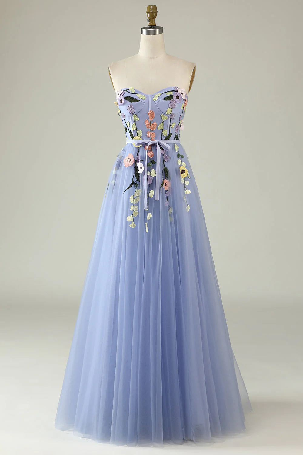 Trend Alert Amzcw Lavender A Line Sweetheart Tulle Long Prom Dress with Appliques prom dresses with long sleeves