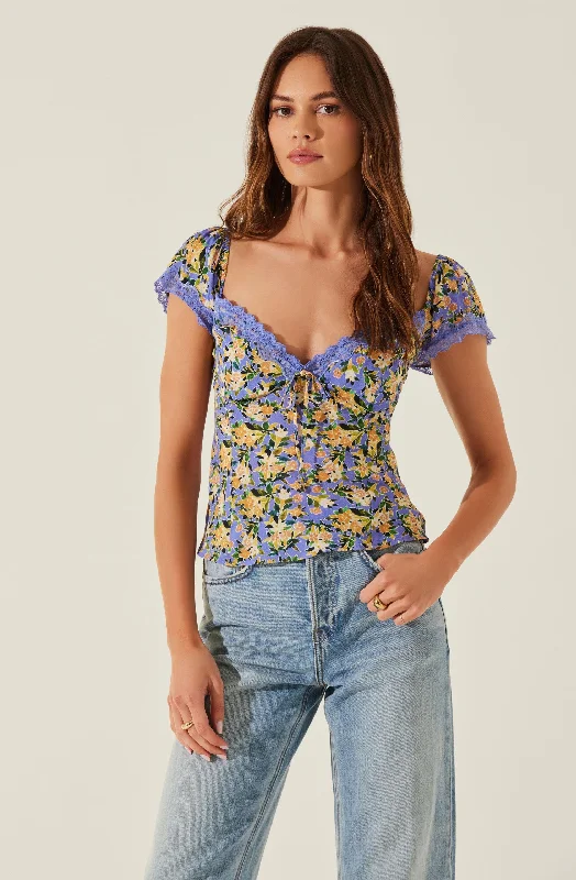 Limited-Time Offer Floral Lace Trim Top