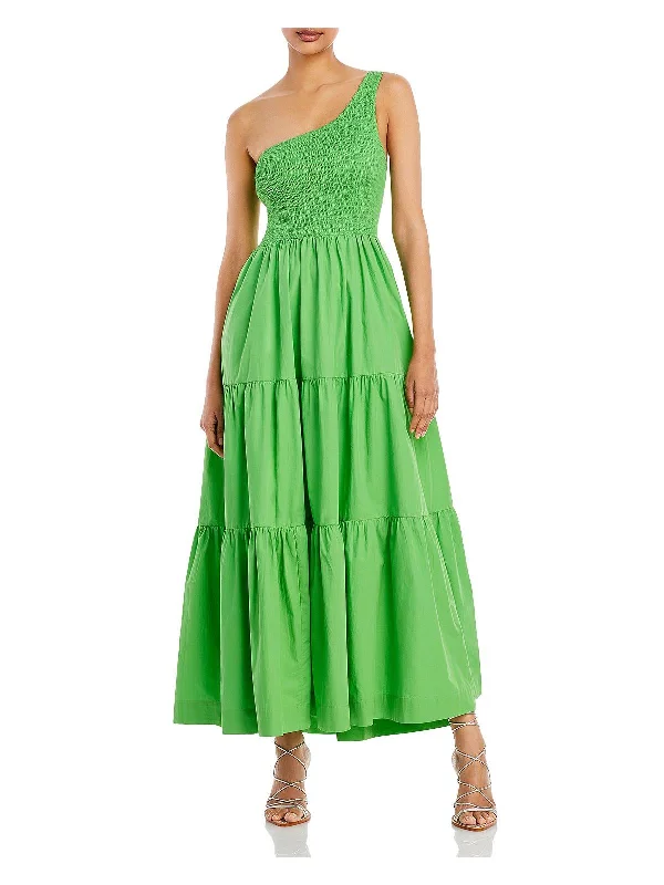 Seasonal Sale Womens Cotton One Shoulder Maxi Dress