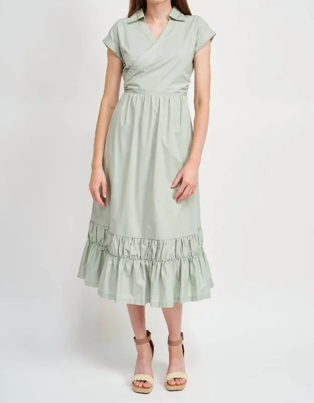 Chic Outfits Alora Wrap Midi Dress In Seafoam Green