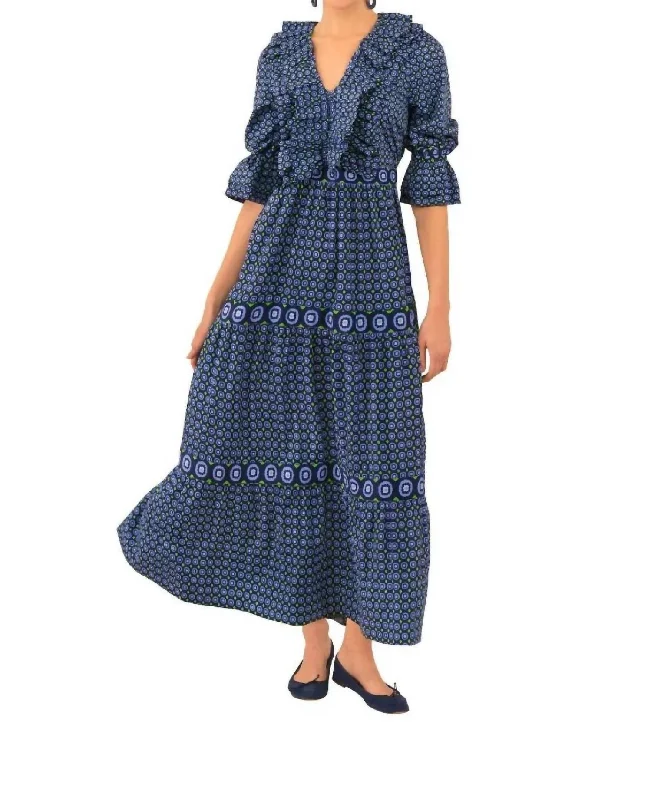 Fashionista Favorites Posh Foulard Maxi Dress In Navy