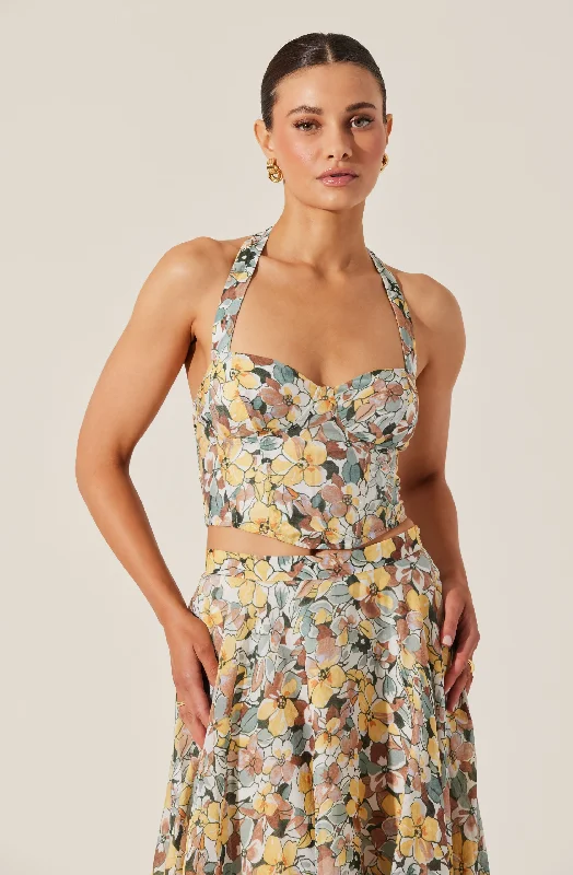 Clearance Event Floral Halter Neck Bustier Top