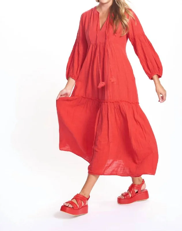 Spring Fling Sale Zakar Gauze Maxi Dress In Red