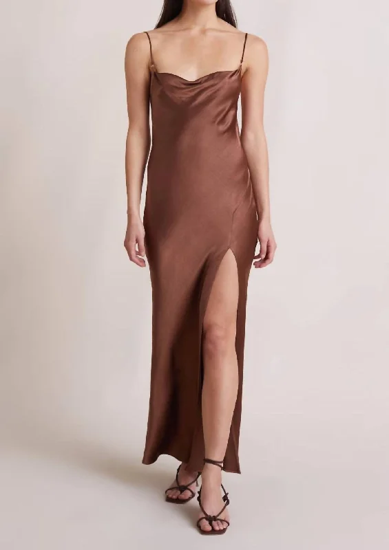 Latest Trends Annika Cowl Maxi Dress In Chocolate