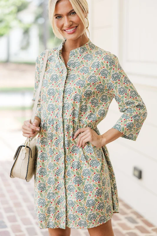 Stylish Savings Always The One Green Floral Dress