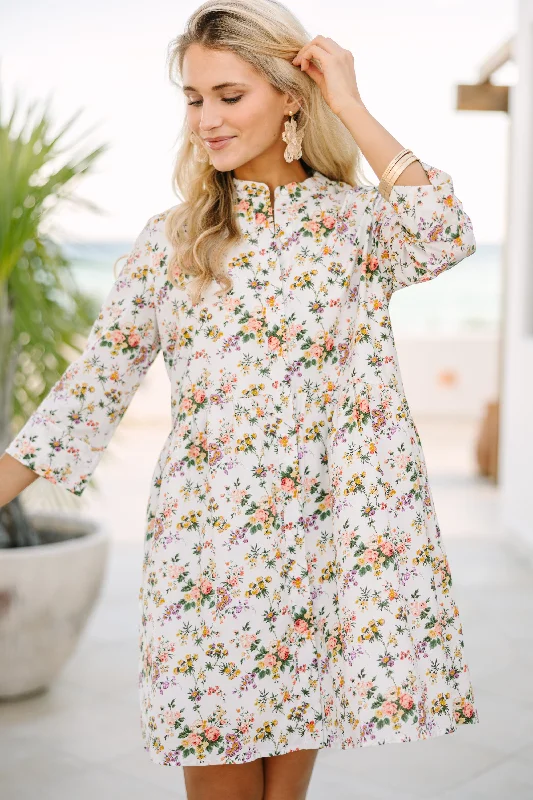 Limited Styles Believe What I Say Ivory Ditsy Floral Shirt Dress