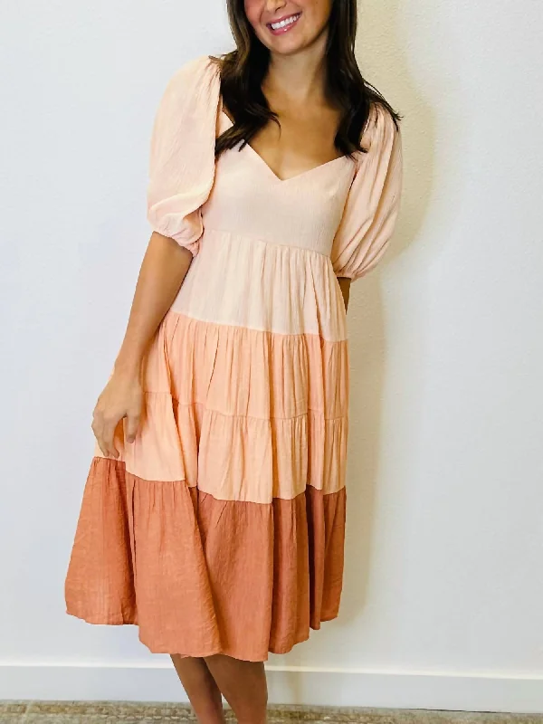 Trend Alert Color Block Maxi Dress In Coral